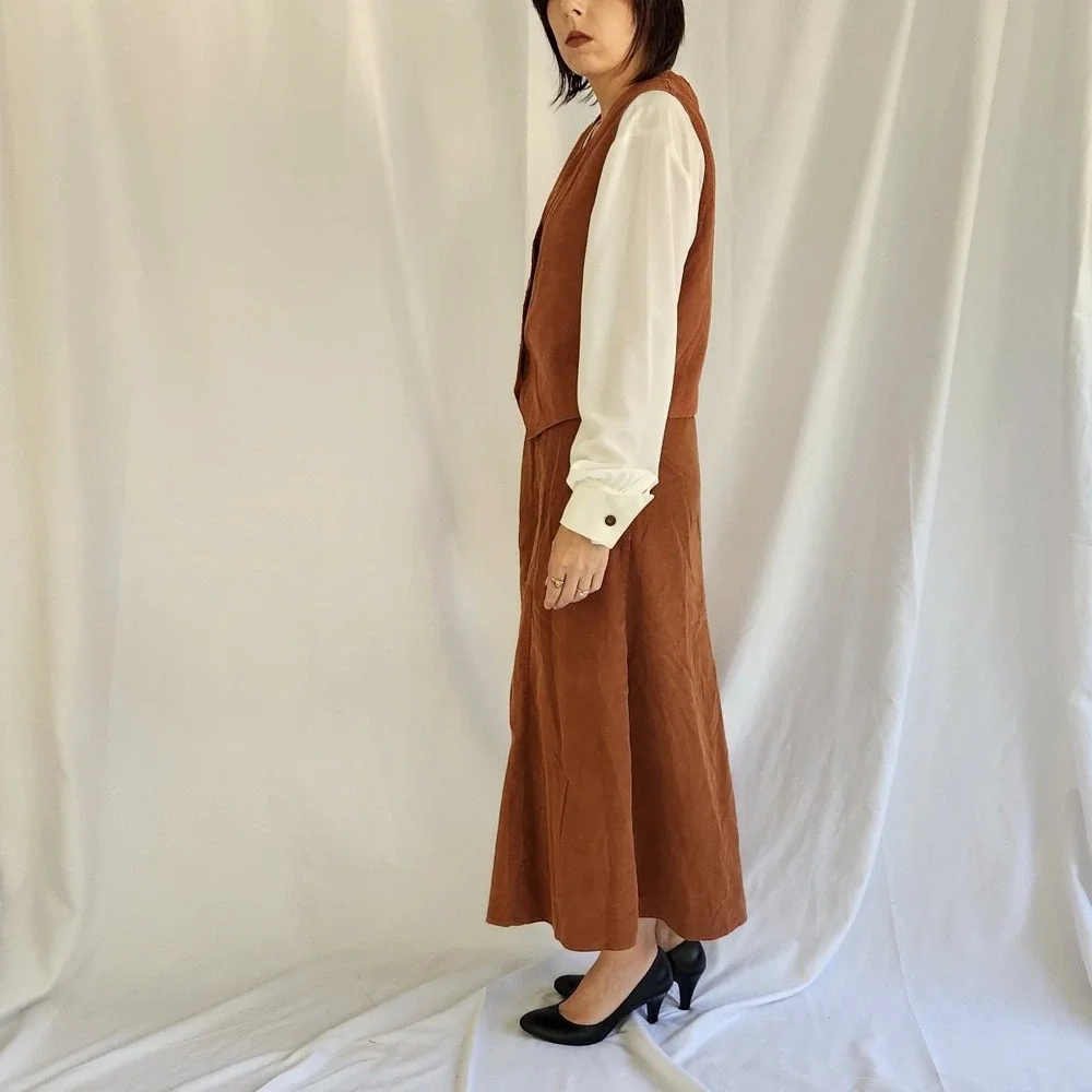 90s(?) Home Made Corduroy Skirt and Vest Set‎